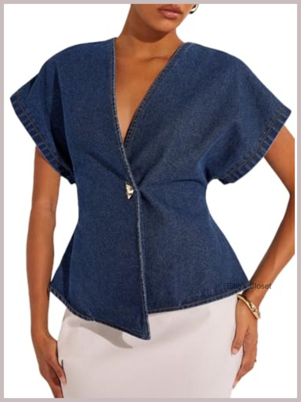 Button Down Denim Shirt - Short Sleeve